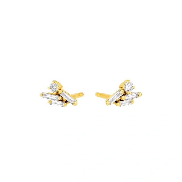 Suzanne Kalan Classic Diamond Eva Studs in 18K Yellow Gold | Fine Earrings | Coveti