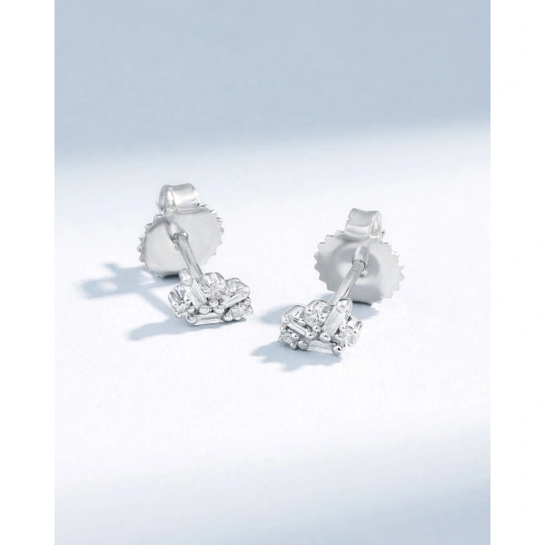 Suzanne Kalan Classic Diamond Felicity Studs in 18K White Gold | Fine Earrings | Coveti