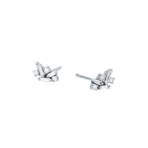 Classic Diamond Felicity Studs in 18K White Gold