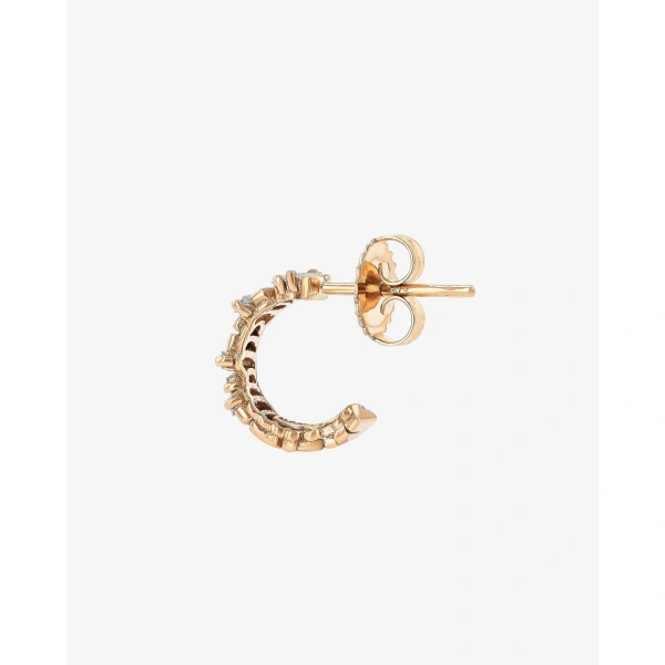 Suzanne Kalan Classic Diamond & Gold Mini Hoops in 18K Rose Gold | Fine Earrings | Coveti