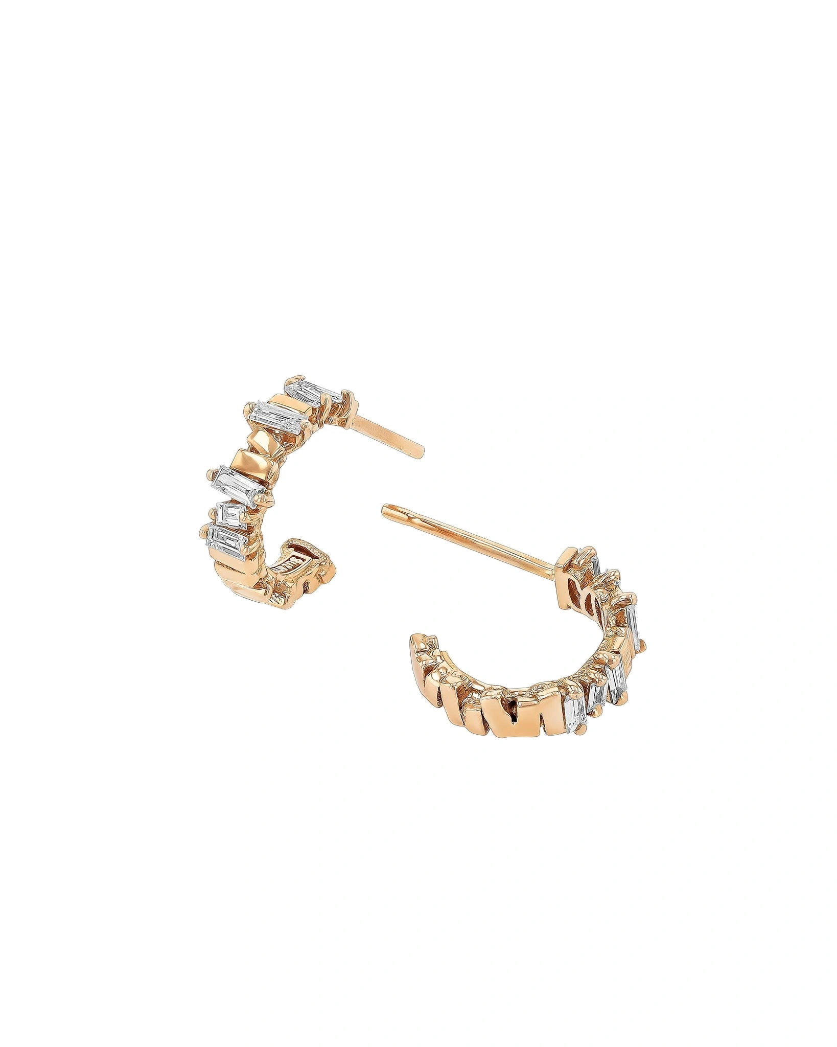 Suzanne Kalan Classic Diamond & Gold Mini Hoops in 18K Rose Gold Suzanne Kalan Classic Diamond & Gold Mini Hoops in 18K Rose Gold | Fine Earrings | Coveti