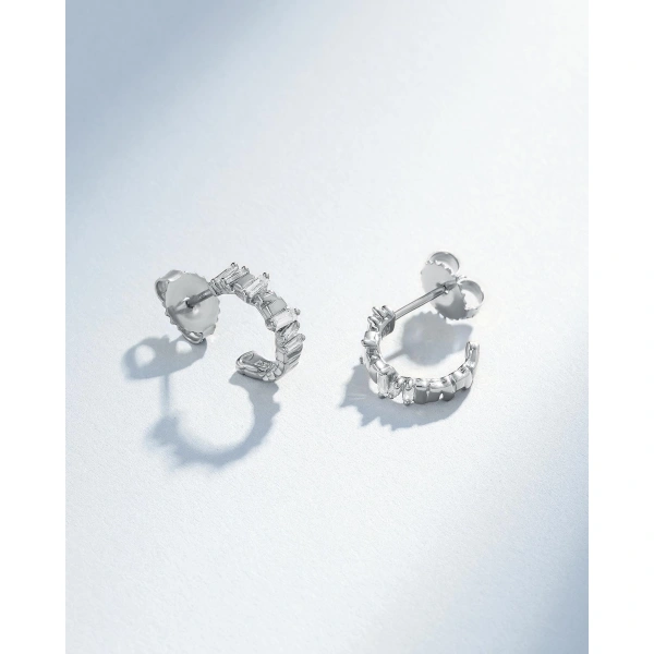 Suzanne Kalan Classic Diamond & Gold Mini Hoops in 18K White Gold | Fine Earrings | Coveti
