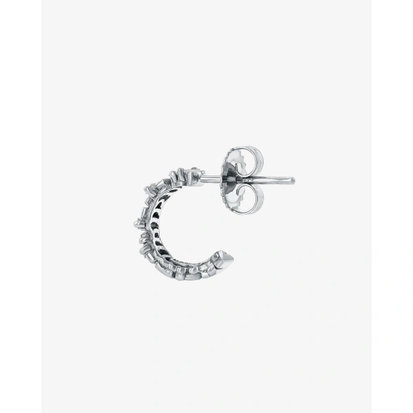 Suzanne Kalan Classic Diamond & Gold Mini Hoops in 18K White Gold | Fine Earrings | Coveti
