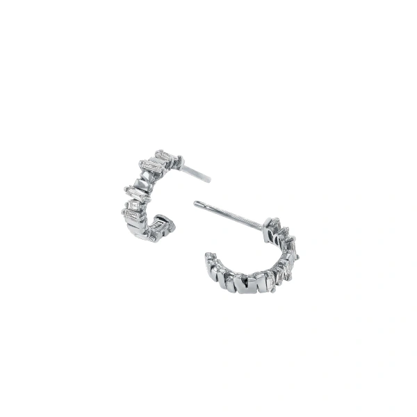Suzanne Kalan Classic Diamond & Gold Mini Hoops in 18K White Gold | Fine Earrings | Coveti