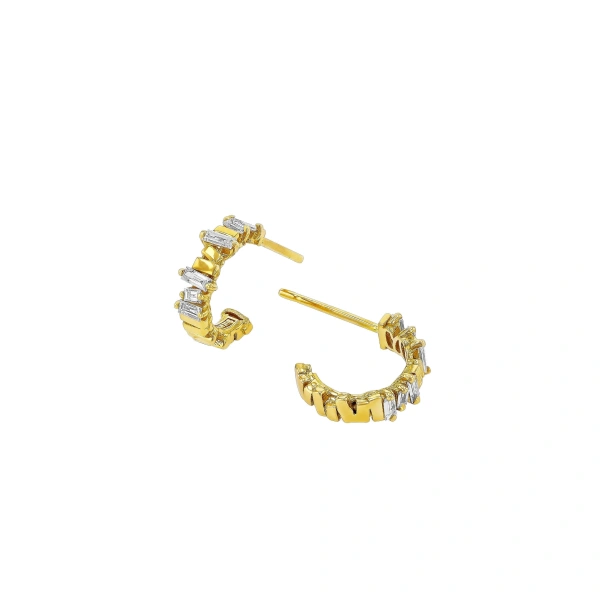 Suzanne Kalan Classic Diamond & Gold Mini Hoops in 18K Yellow Gold | Fine Earrings | Coveti