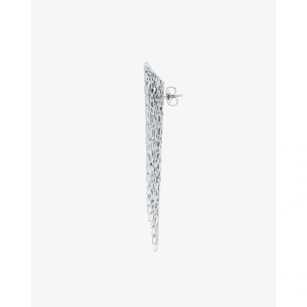 Suzanne Kalan Classic Diamond Icicle Drop Earrings in 18K White Gold | Fine Earrings | Coveti