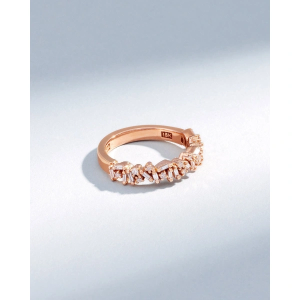 Suzanne Kalan Classic Diamond Icon Half Band in 18K Rose Gold | Fine Rings | Coveti