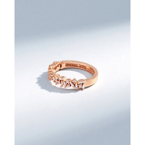 Suzanne Kalan Classic Diamond Icon Half Band in 18K Rose Gold | Fine Rings | Coveti