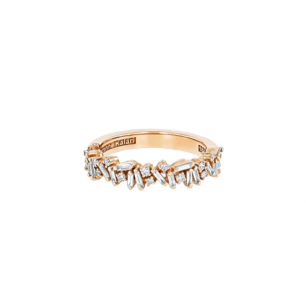Suzanne Kalan Classic Diamond Icon Half Band in 18K Rose Gold | Fine Rings | Coveti