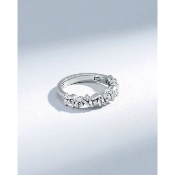Suzanne Kalan Classic Diamond Icon Half Band in 18K White Gold | Fine Rings | Coveti