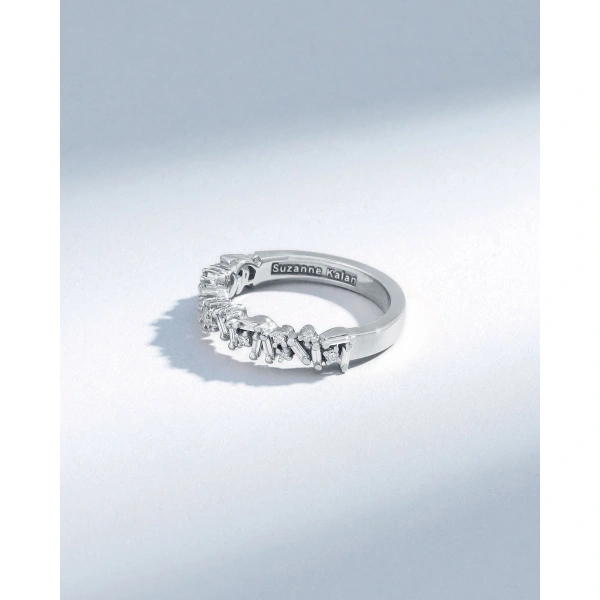 Suzanne Kalan Classic Diamond Icon Half Band in 18K White Gold | Fine Rings | Coveti