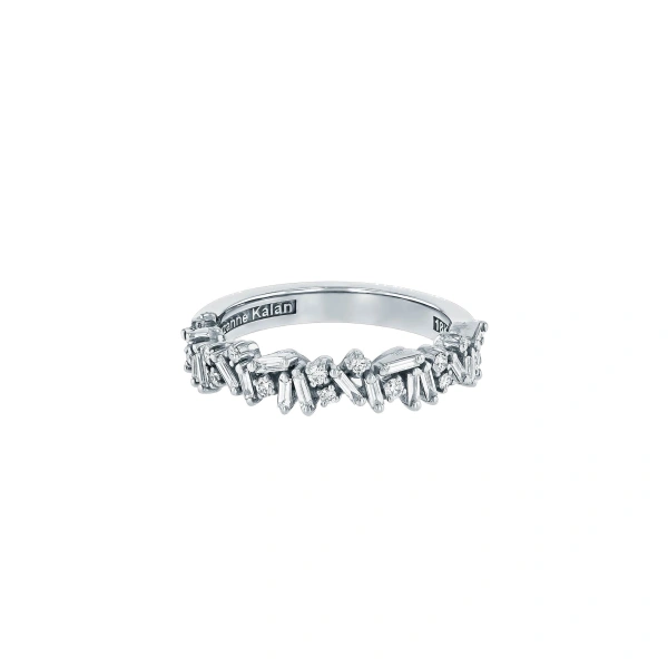 Suzanne Kalan Classic Diamond Icon Half Band in 18K White Gold | Fine Rings | Coveti
