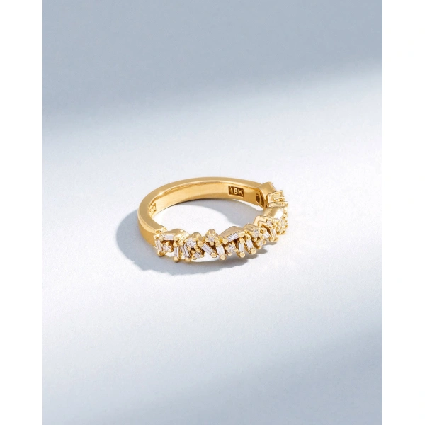 Suzanne Kalan Classic Diamond Icon Half Band in 18K Yellow Gold | Fine Rings | Coveti
