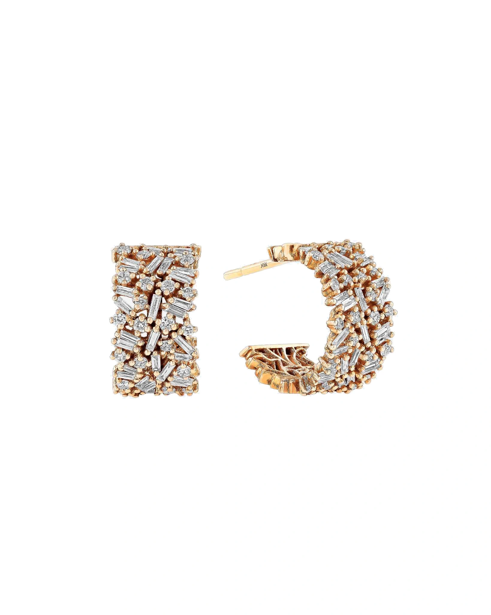 Suzanne Kalan Classic Diamond Icon Midi Hoops in 18K Rose Gold Suzanne Kalan Classic Diamond Icon Midi Hoops in 18K Rose Gold | Fine Earrings | Coveti