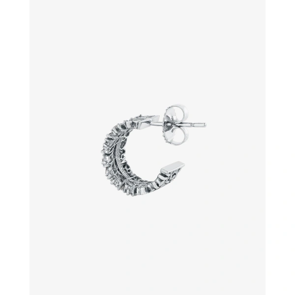 Suzanne Kalan Classic Diamond Icon Midi Hoops in 18K White Gold | Fine Earrings | Coveti