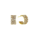 Suzanne Kalan Classic Diamond Icon Midi Hoops in 18K Yellow Gold | Fine Earrings | Coveti
