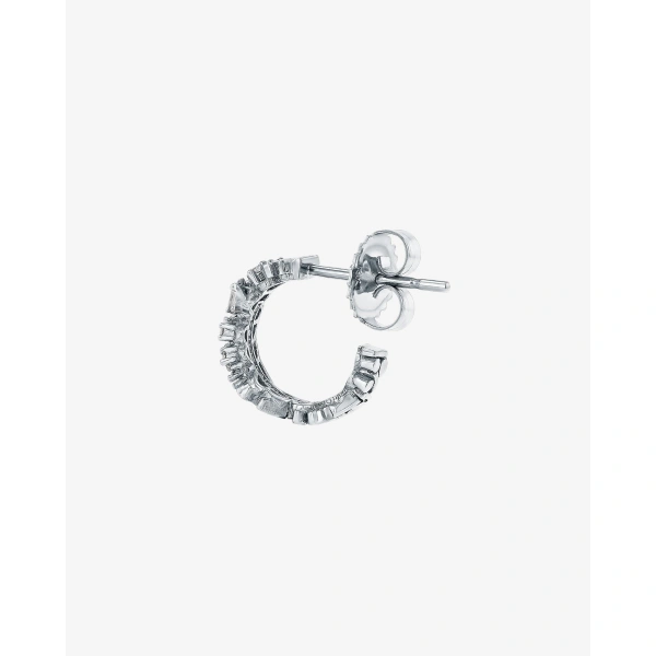 Suzanne Kalan Classic Diamond Icon Mini Hoops in 18K White Gold | Fine Earrings | Coveti