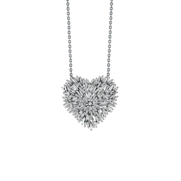 Suzanne Kalan Classic Diamond Large Heart Pendant in 18K White Gold | Fine Necklaces | Coveti