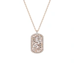 Suzanne Kalan Classic Diamond Medium Dog Tag Pendant in 18K Rose Gold | Fine Necklaces | Coveti