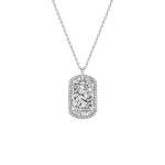 Suzanne Kalan Classic Diamond Medium Dog Tag Pendant in 18K White Gold | Fine Necklaces | Coveti