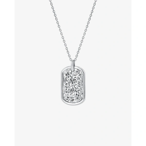 Suzanne Kalan Classic Diamond Medium Dog Tag Pendant in 18K White Gold | Fine Necklaces | Coveti
