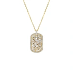 Suzanne Kalan Classic Diamond Medium Dog Tag Pendant in 18K Yellow Gold | Fine Necklaces | Coveti