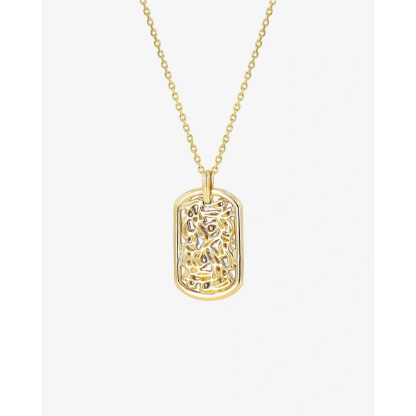 Suzanne Kalan Classic Diamond Medium Dog Tag Pendant in 18K Yellow Gold | Fine Necklaces | Coveti