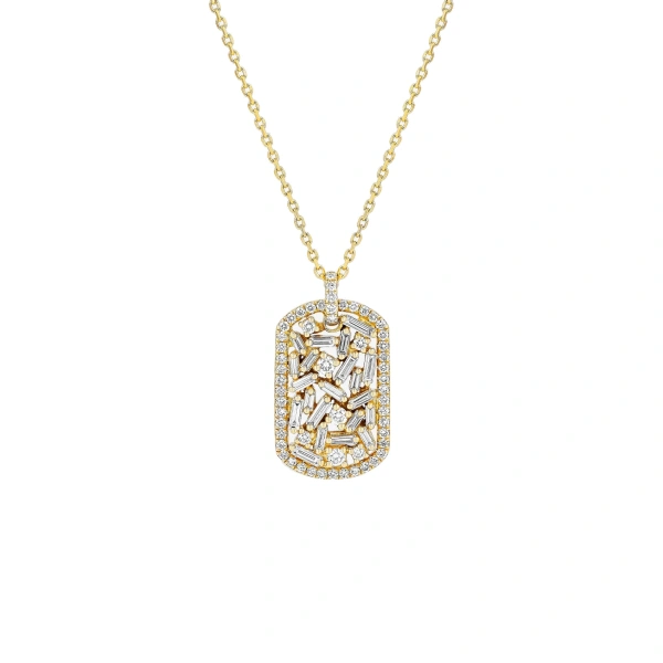 Classic Diamond Medium Dog Tag Pendant in 18K Yellow Gold