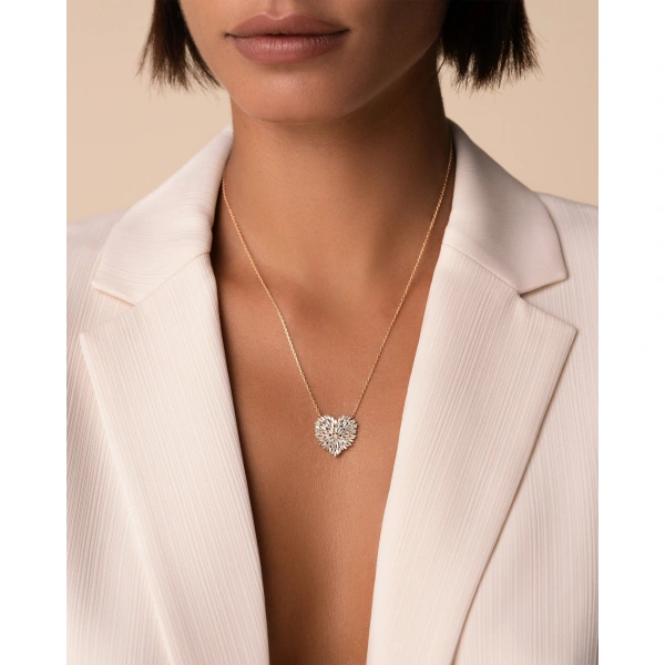 Suzanne Kalan Classic Diamond Medium Heart Pendant in 18K Rose Gold | Fine Necklaces | Coveti