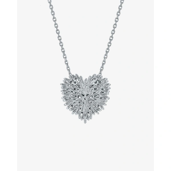 Suzanne Kalan Classic Diamond Medium Heart Pendant in 18K White Gold | Fine Necklaces | Coveti