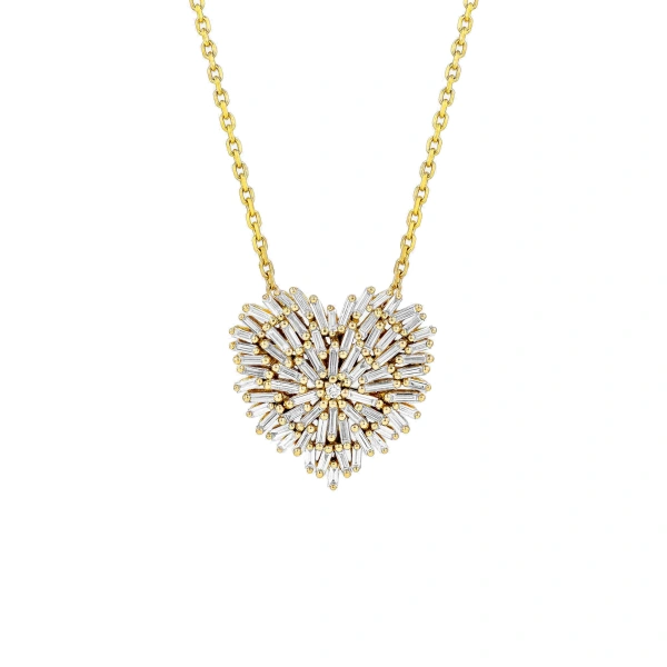 Classic Diamond Medium Heart Pendant in 18K Yellow Gold
