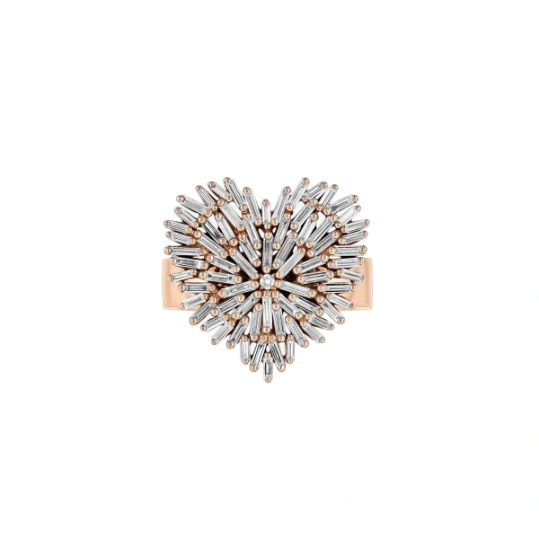 Suzanne Kalan Classic Diamond Medium Heart Ring in 18K Rose Gold | Fine Rings | Coveti
