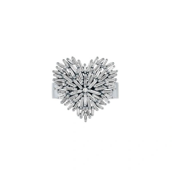 Classic Diamond Medium Heart Ring in 18K White Gold