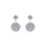 Suzanne Kalan Classic Diamond Midi Flower Drop Earrings in 18K White Gold | Fine Earrings | Coveti