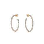 Suzanne Kalan Classic Diamond Midi Hoops in 18K Rose Gold | Fine Earrings | Coveti