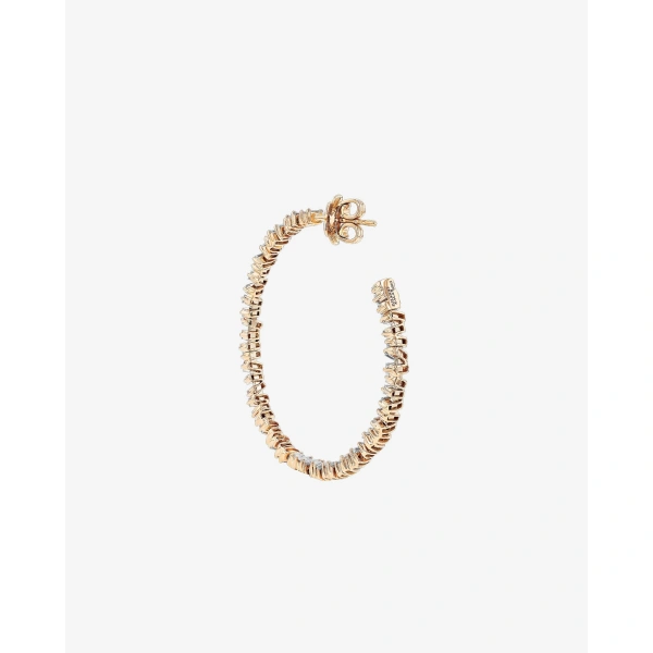 Suzanne Kalan Classic Diamond Midi Hoops in 18K Rose Gold | Fine Earrings | Coveti