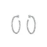 Suzanne Kalan Classic Diamond Midi Hoops in 18K White Gold | Fine Earrings | Coveti