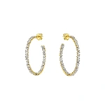 Suzanne Kalan Classic Diamond Midi Hoops in 18K Yellow Gold | Fine Earrings | Coveti