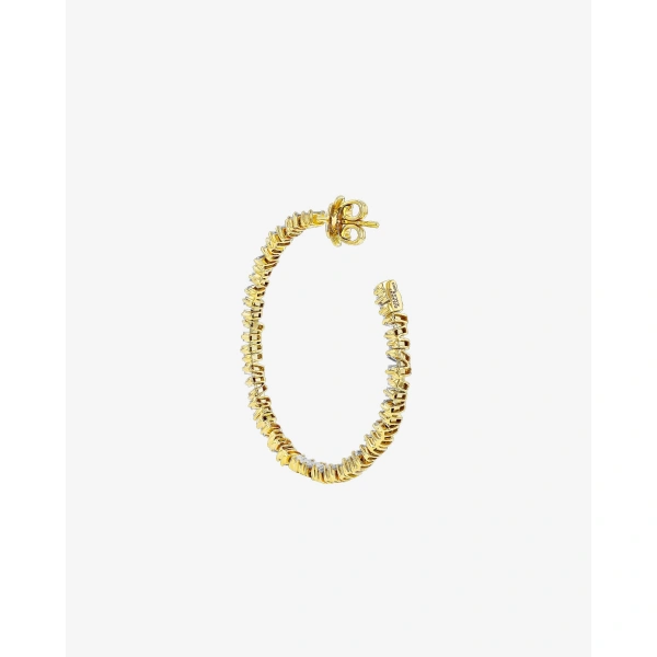 Suzanne Kalan Classic Diamond Midi Hoops in 18K Yellow Gold | Fine Earrings | Coveti