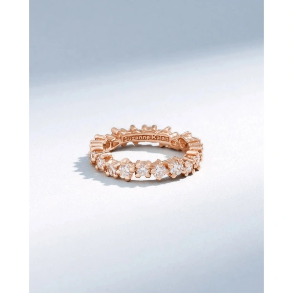 Suzanne Kalan Classic Diamond Midi Round Eternity Band in 18K Rose Gold | Fine Rings | Coveti