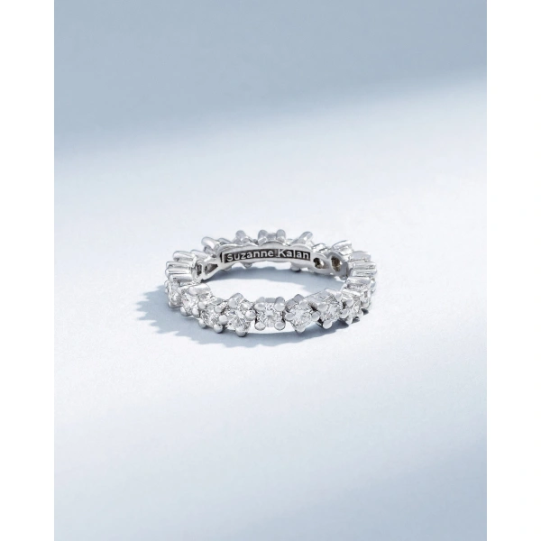 Suzanne Kalan Classic Diamond Midi Round Eternity Band in 18K White Gold | Fine Rings | Coveti