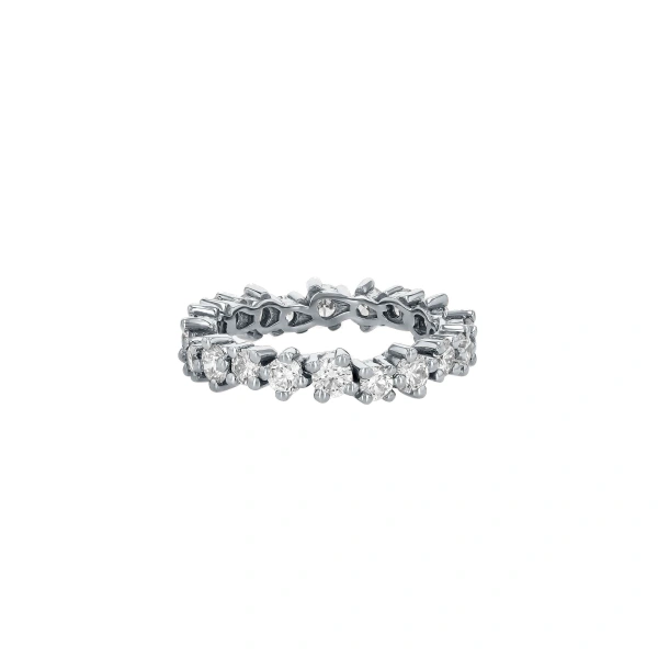 Suzanne Kalan Classic Diamond Midi Round Eternity Band in 18K White Gold | Fine Rings | Coveti