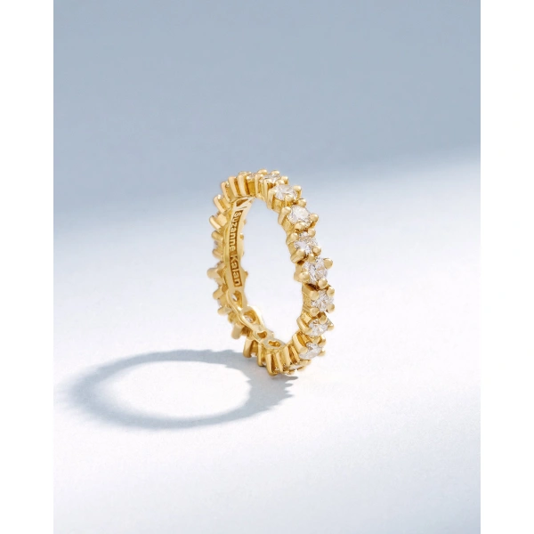 Suzanne Kalan Classic Diamond Midi Round Eternity Band in 18K Yellow Gold | Fine Rings | Coveti
