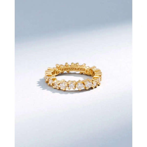 Suzanne Kalan Classic Diamond Midi Round Eternity Band in 18K Yellow Gold | Fine Rings | Coveti