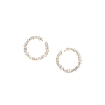 Suzanne Kalan Classic Diamond Midi Sideways Hoops in 18K Rose Gold | Fine Earrings | Coveti