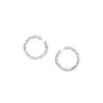 Suzanne Kalan Classic Diamond Midi Sideways Hoops in 18K White Gold | Fine Earrings | Coveti