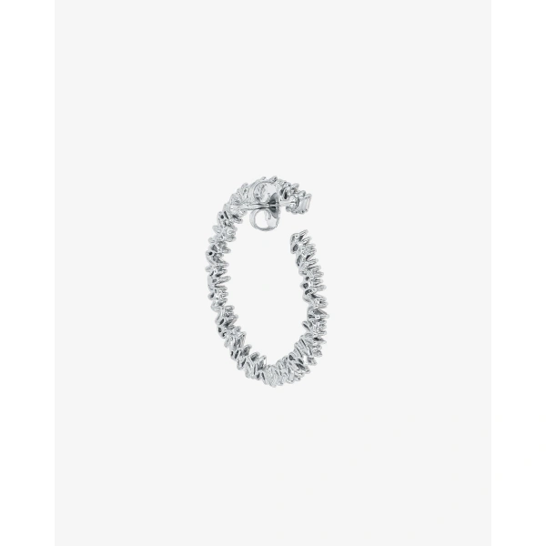 Suzanne Kalan Classic Diamond Midi Sideways Hoops in 18K White Gold | Fine Earrings | Coveti