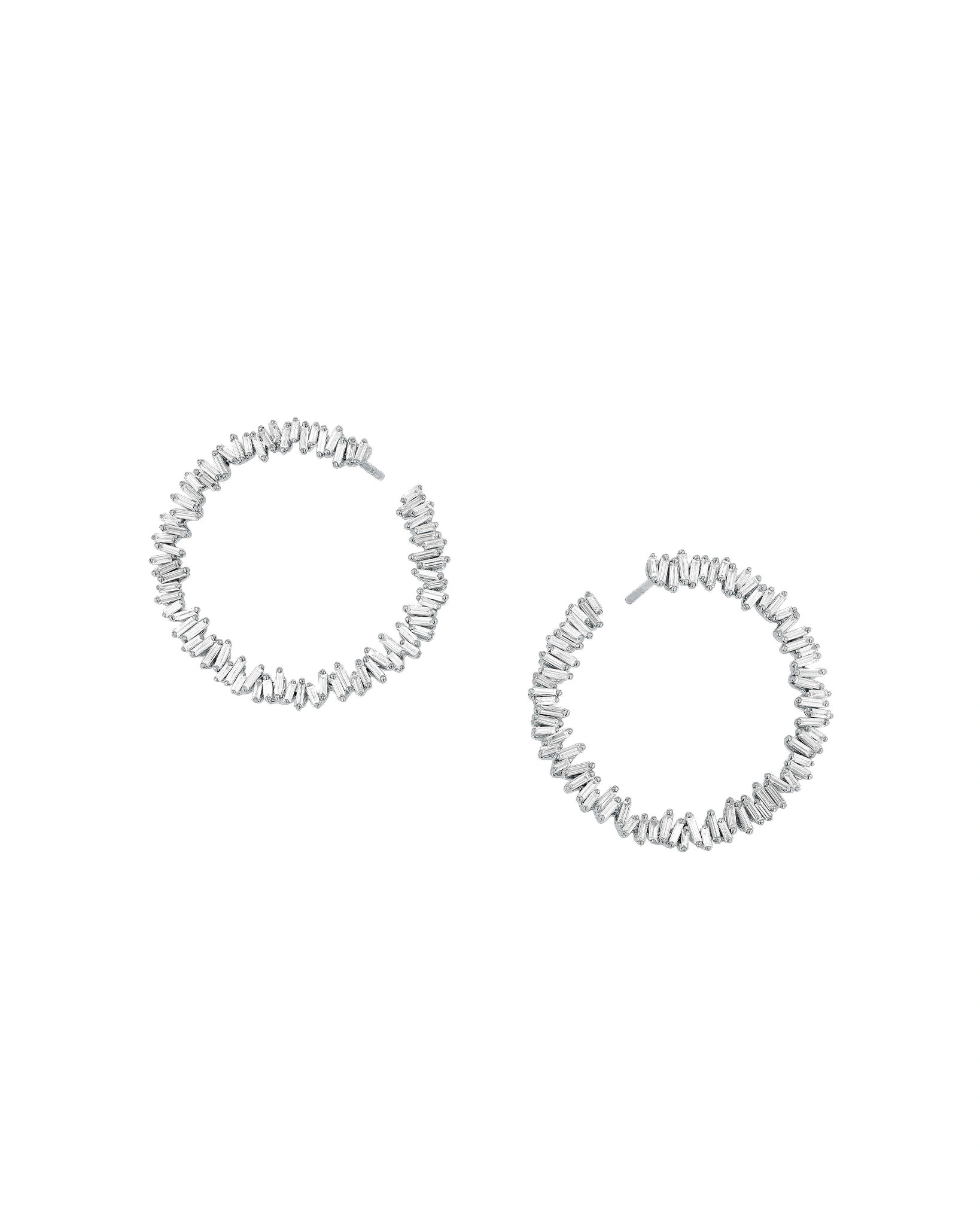 Suzanne Kalan Classic Diamond Midi Sideways Hoops in 18K White Gold Suzanne Kalan Classic Diamond Midi Sideways Hoops in 18K White Gold | Fine Earrings | Coveti