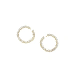 Suzanne Kalan Classic Diamond Midi Sideways Hoops in 18K Yellow Gold | Fine Earrings | Coveti