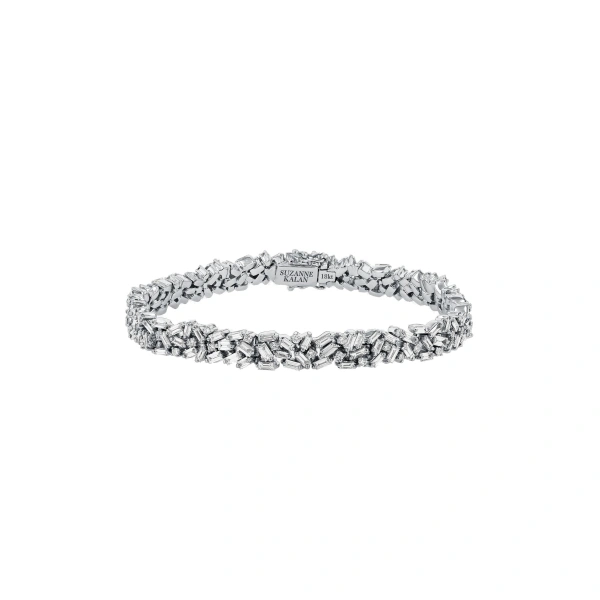 Suzanne Kalan Classic Diamond Midi Sparkler Tennis Bracelet in 18K White Gold | Fine Bracelets | Coveti